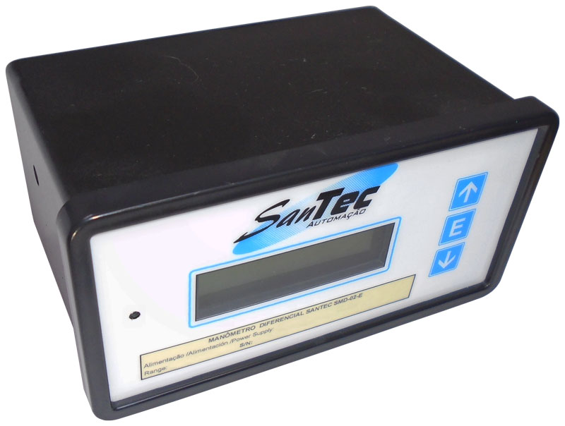 Manômetro digital Santec SMD-02E, ideal para automação industrial e controle de pressão em sistemas pneumáticos.