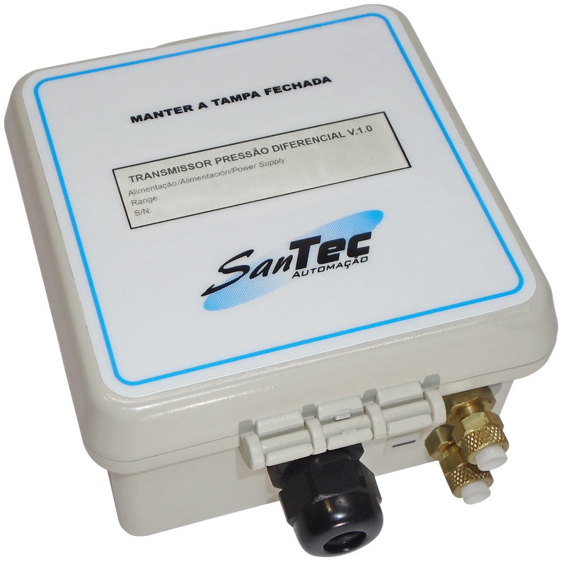 Transmissor de pressão Santec V.1.0M, equipamento para automação industrial, com conexões para controle pneumático e&...