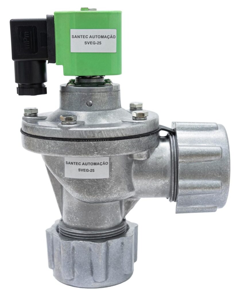 Válvula pneumática de diafragma SVEG 25 com engate rápido, ideal para sistemas de automação industrial…