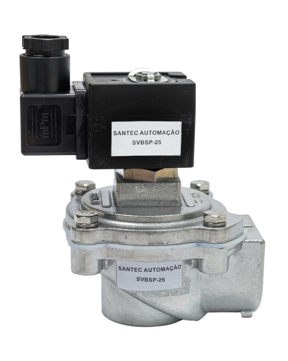 Válvula pneumática de diafragma BSP de 1 pol. para sistemas de automação industrial e controle de exaustão.